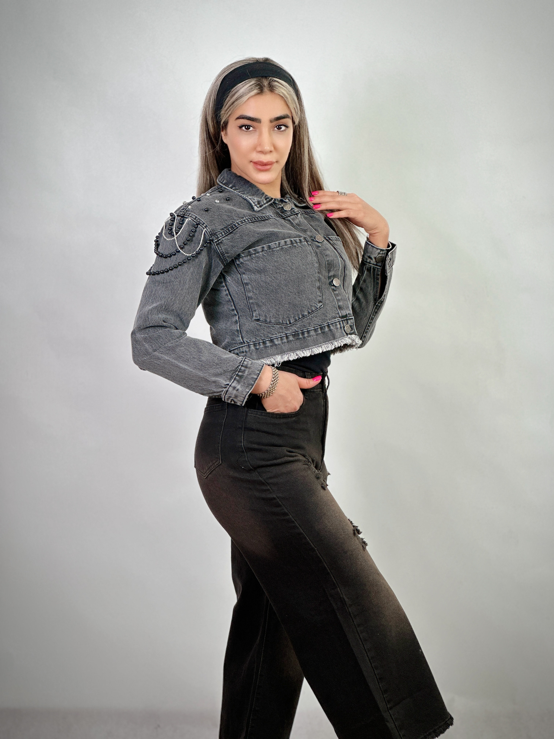 کت جین نگین دار وارداتی